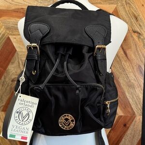 Valentino Orlandi Black Vegan Leather Backpack